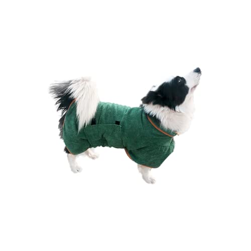 Hixingo Hundebademantel Mittelgroße Hunde, Hundehandtuch Extra Saugfähig Mikrofaser Badetuch mit Klettverschluss Verstellbar Haustier Handtuch für Katzen und Kleine Große Hunde (Grün,XL-75cm Back)