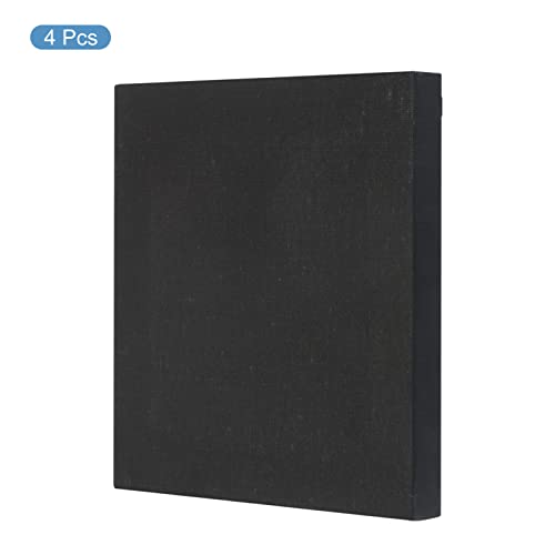 Patikil Paint Canvases For Painting, 4 Pack 6X6 Inch Square Wood Frame Stretched Blank Art Board Panels For Acrylic, Oil, Tempera Painting, Black #TOP2