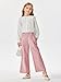 Haloumoning Girls Wide Leg Pants Kids Fashion Elastic Waist Front Button Trousers with Pockets 5-14 Years Pink