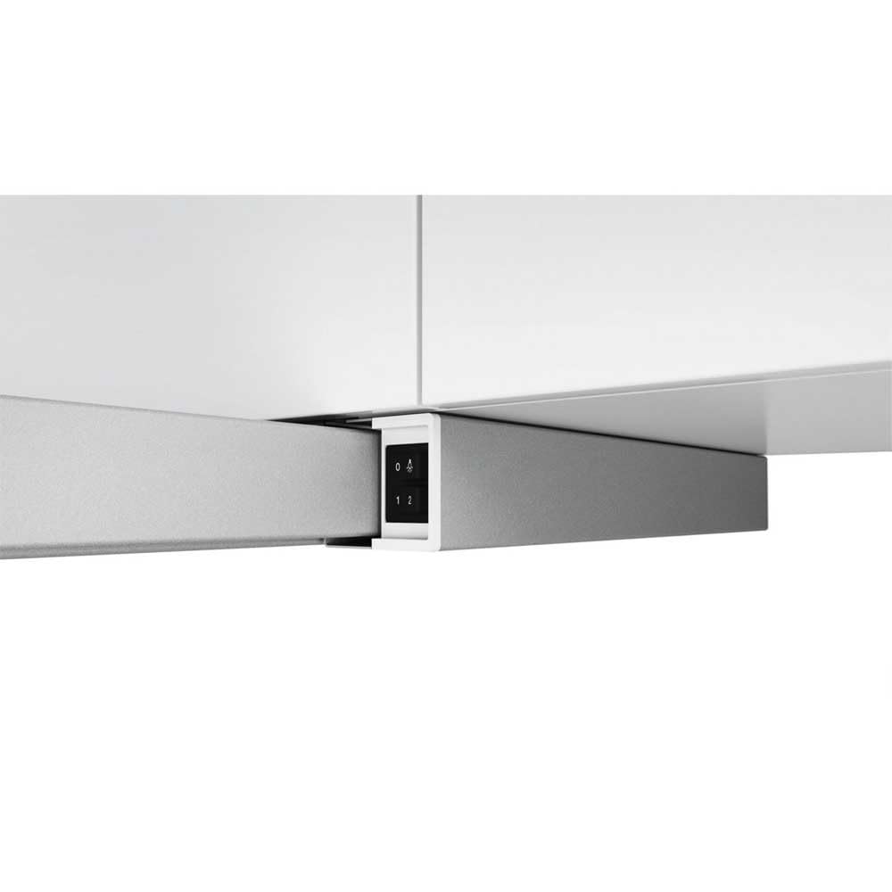 Bosch DFL063W56 Serie 2 Flachschirmhaube 60 cm Silbermetallic Umluft Abluft Wippenschalter 2 Leistungsstufen Metallfettfilter