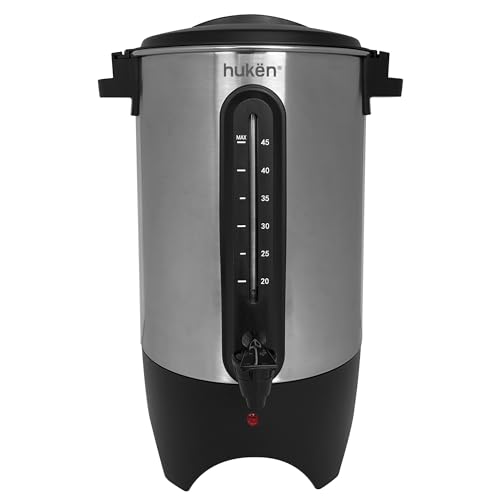 La Mejor Selección de Cafetera 100 Tazas los 5 más buscados. 44 Urna de Café MasterChef by Hukën, capacidad 45 Tazas Acero Inoxidable con Ventanilla Indicadora de Nivel de Agua, 1000W de Potencia para Rápido Calentamiento, modelo MK-UCM-45