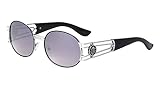 Kleo Reign - Plastic Ear Metal Cutout Temple Side Coin Lion Head Medallion Oval Hip Hop Sunglasses (