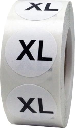 XL Clothing Labels Round Circle Stickers for Retail Apparel 3/4 Inch 500 Adhesive Stickers