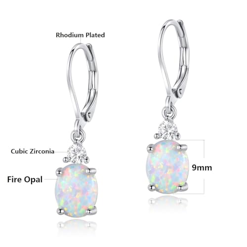 GEMSME White Gold Plated Teardrop Opal Dangle Earrings For Women2