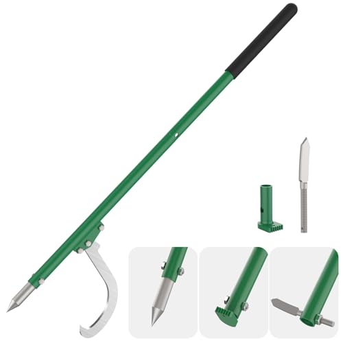 HOTYELL Steel Cant Hook Logging Tool Log Peavey and Pickaroon One Tool with Three Functions Used as Log Roller Log Lifter and Hookaroon for for Dragging and Stacking Logs (60)