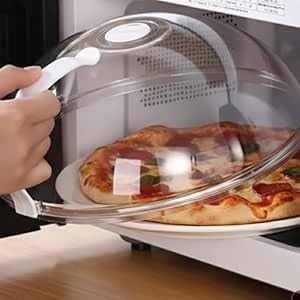 Funda transparente para microondas con asa, tapa sin BPA, resistente a 200 °C, 26 cm de diámetro y 11 cm de alto. Protección contra salpicaduras