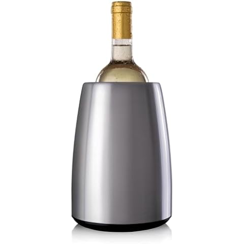Vacu Vin Active Cooler Wine Elegant - Reusable Wine Bottle Cooler - Stainless Steel - Wine Cooler For Standard Size Bottles - Insulated Wine Bottle Chiller to Keep Wine Cold Cover