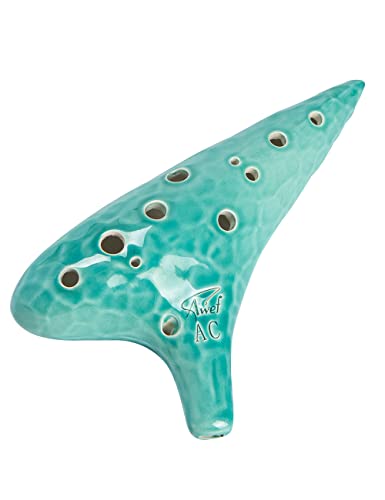 Awef Jingle Stream 12 Hole Ocarina Alto C Ocarina With Ocean Ripple Texture (Cyan) #TOP12