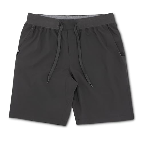 Men's Tall Slim-Fit Everyday Shorts, 4-Way Polyester Shorts for Tall Men (Charcoal, Tall, Small)