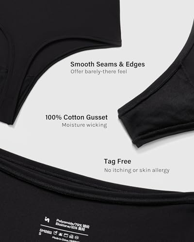 Image of INLYRIC Women's Inbarely Soft Thong - High Waisted Tagless Smooth Stretch Underwear Ultra-soft No Show Panties 3 Pack