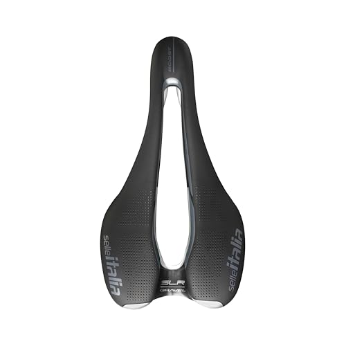 Selle Italia SLR Boost Gravel TI316 Superflow Gravel Bike Seat - Gravel, Road, MTB Bike Saddle Men Women Shock Absorption, Reflective Surface, Gel Padding, Black, 248 x 130mm, 204g (SI510883)