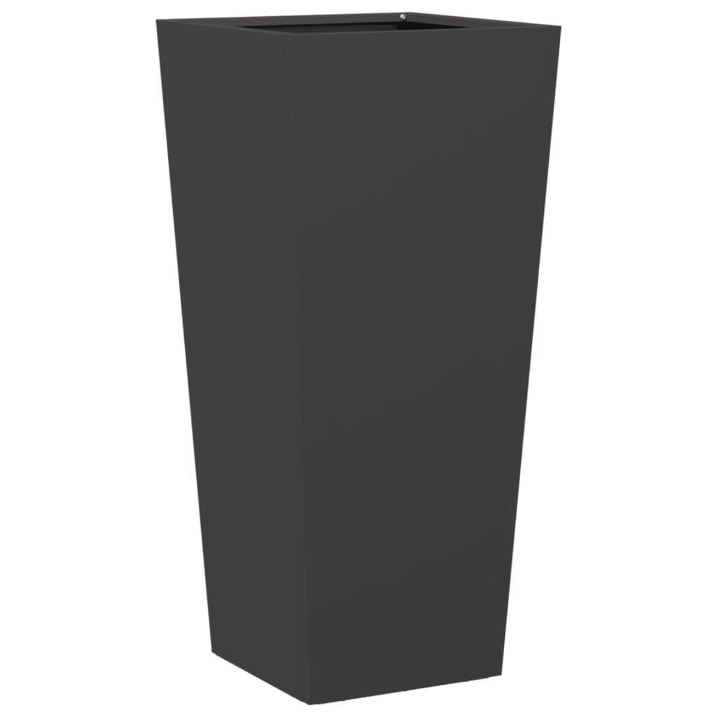 vidaXL Garden Planter, Plant Pot for Patio Balcony Terrace, Flower Pot for Flower Herb Plant Vegetables, Outdoor Planter Box, Black Steel