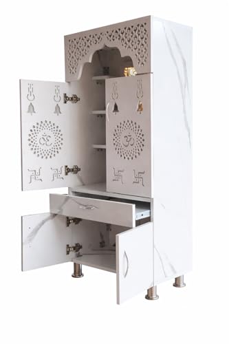 CHISELCHANT Home Temple Pooja Unit Mandir, 51 inch, White - Image 5