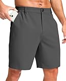 Rayson Pantalones Cortos para Hombre Bermudas Verano Elásticos con 2 Bolsillos Ligeros Shorts Hombre de Golf Cintura Elástica para Casuales y Trabajo(Gris Oscuro, L)