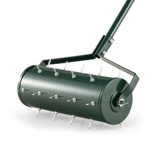 SOARS Rouleau Aérateur Gazon, Scarificateur Gazon Manuel, avec Clous et Manche de 3,5 CM, Métal Galvanisé de Qualité Supérieure, pour Pelouse, Jardin,...
