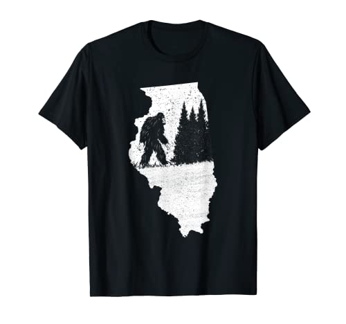 Illinois Bigfoot State Pride Nature Sasquatch & Trees T-Shirt