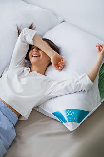 Sandaro Home Kopfkissen 80x80 Daunen-Federnkissen 2er Set, 80 x 80 cm 3 Kammern (1600gramm),100% Naturprodukt in reinem Baumwollbezug, Ultra Comfort Sleeping Pillow - Image 5