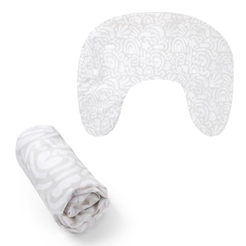 Image of Boppy Nursing Pillow Cover - Soft, Hypoallergenic Washable Microfiber Bottle & Breastfeeding Pillow Covers (Redesigned Feeding Pillow Sold Separately) - Cream Retro Squiggles