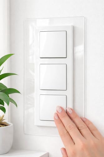 Tapetenschutz Dekorrahmen Wandschutz Tapetenschoner Lichtschalter Acryl Schalter (3-fach Rahmen, transparent/durchsichtig)