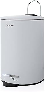 Blomus Tubo pedal bin made of powder-coated steel, moon grey, 3 L capacity, smart close system, removable bucket, exclusive bathroom accessory (H x W x D): 24.5 x 17 x 17 cm, moon grey, 68993)