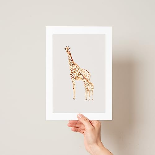 Mum and baby Safari nursery prints for bedroom wall set of 3 elephant, giraffe, monkey, multi, A4 - Image 4