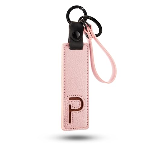 XGALBLA Initial PU Leather Letter Keychains for Women, Two-tone Splicing Key Tag Key Holder Lanyard Strap Luggage Backpacks