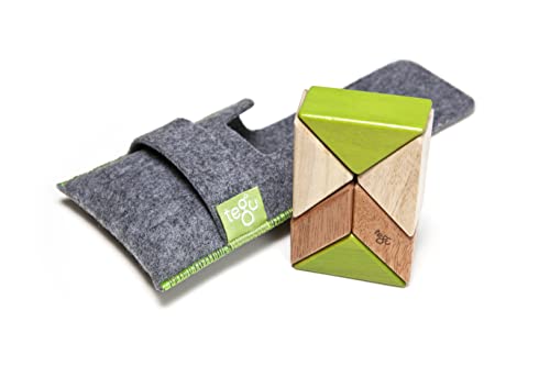 6 Piece Tegu Pocket Pouch Prism Magnetic Wooden Block Set, Jungle