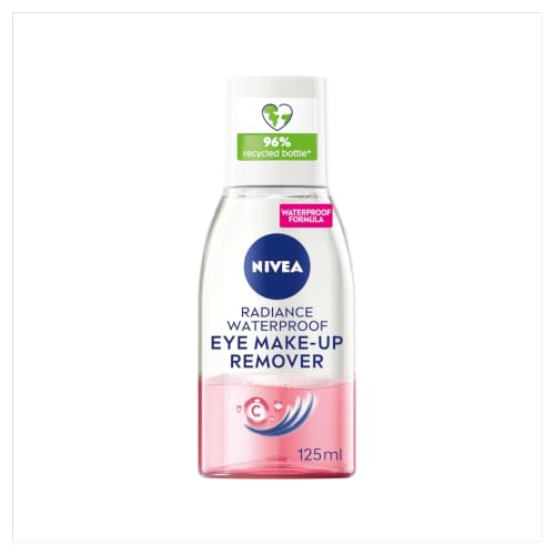 NIVEA Waterproof Eye Make Up Remover Radiance (125ml) Effectively Removes Waterproof Mascara and Eye Makeup Face Cleanser Enriched with Vitamin C to Energise and Brighten