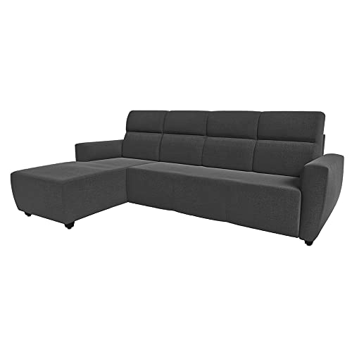 Image of Wakefit Sofa Set | 3 Year Warranty |3 Seater Sofa for Living Room, Wooden 3 Seater + Left Aligned, Belize(Malphino : Smoke Grey)