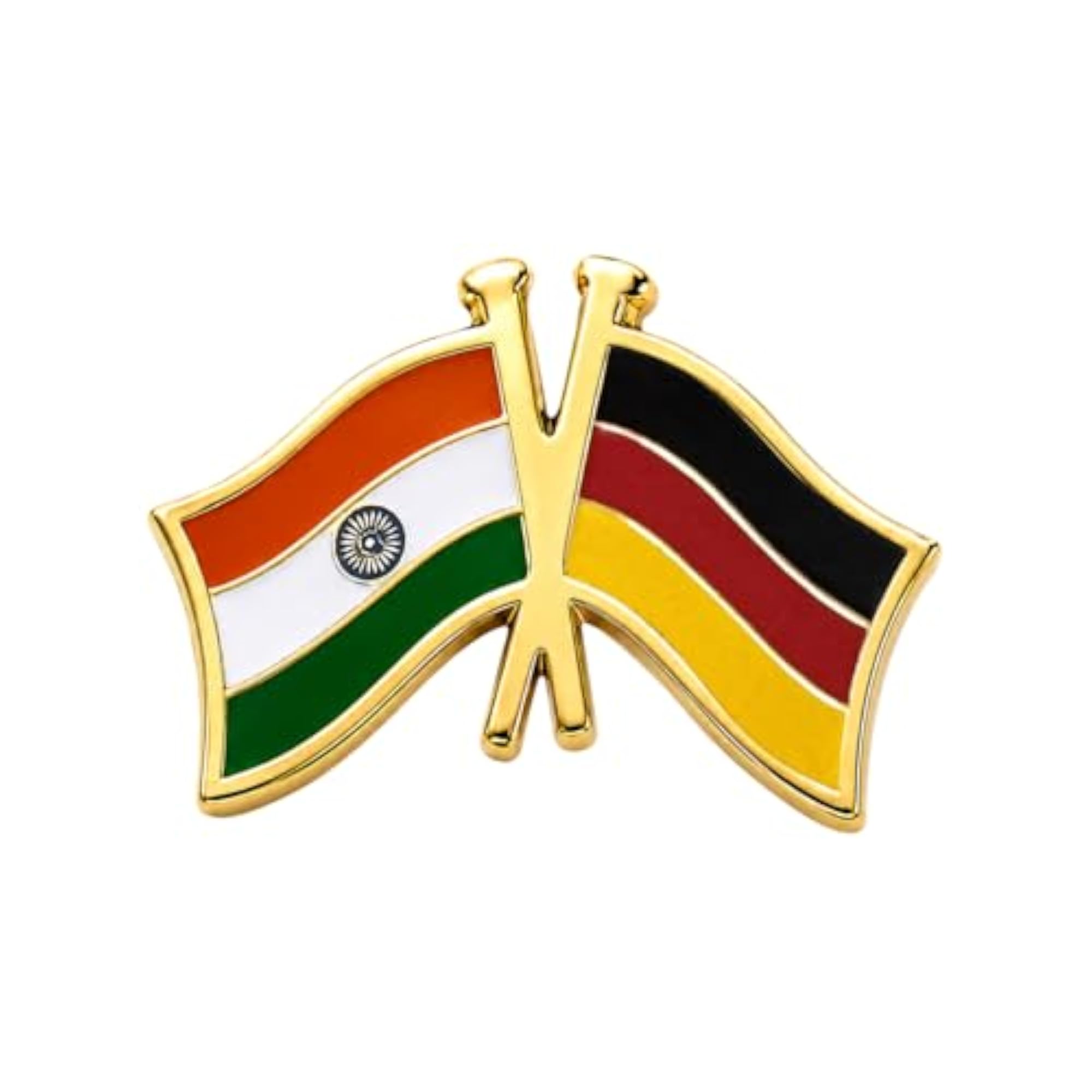 India-Germany Cross Brass Lapel Pin/Brooch