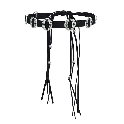 SIQITECHNO Bohemian Style Coins Beaded Waist Belt Western Medieval Faux Leather Vintage Tassels Belts for Women Dresses Jeans