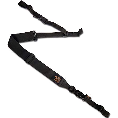 S2Delta - USA Made Premium 2 Point Rifle Sling, Fast Adjustment, Modular Attachment Connections, Comfortable 2” Wide Shoulder Strap (Black, Pigtail)