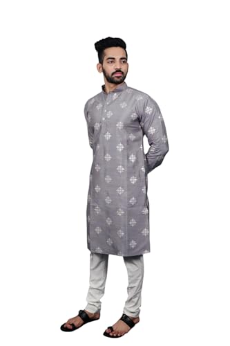 Men's Golden Flower Crotch Stitch & Matte Copper Sequin Work Kurta with Pajama Soft Parbon Silk Ethnic Wear