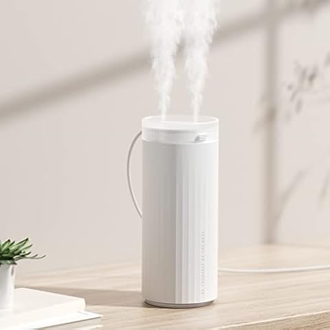 JISULIFE Mini Humidifier, Portable USB Humidifier, Small Cool Mist Humidifiers for Bedroom, Double Spray Ports, Super Quiet, Personal Desktop Humidifier for Car Office Room Baby Bedside Travel-White Cover