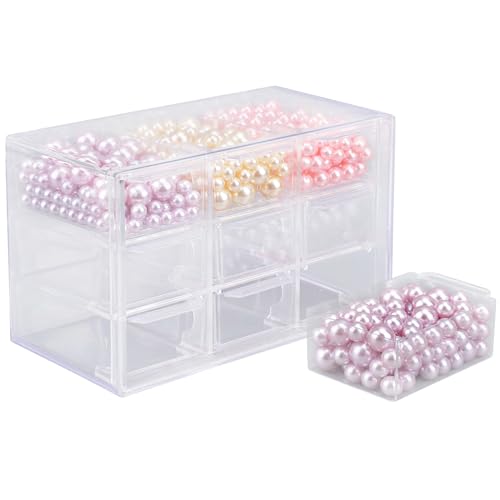 Image of Segbeauty 3-Tier Acrylic Jewelry Organizer, 9-Grid Clear Desk Organizer with Stackable Storage Drawers, Small Storage for Beads, Earrings, Makeup, Dustproof