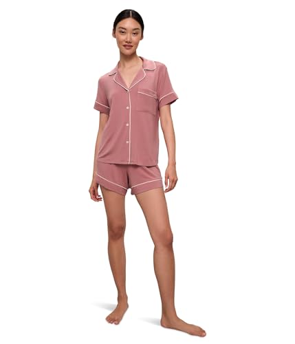 Eberjey Gisele Relaxed Short PJ Set Old Rose/Ivory SM