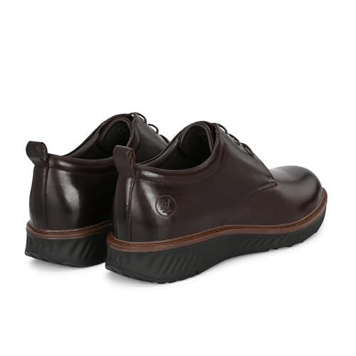 Image of Legwork Hybrid Derby Shoes for Men | Mens Brown Leather Dress Shoes | Casual Oxford with Comfort Sneaker Sole for Office & Work