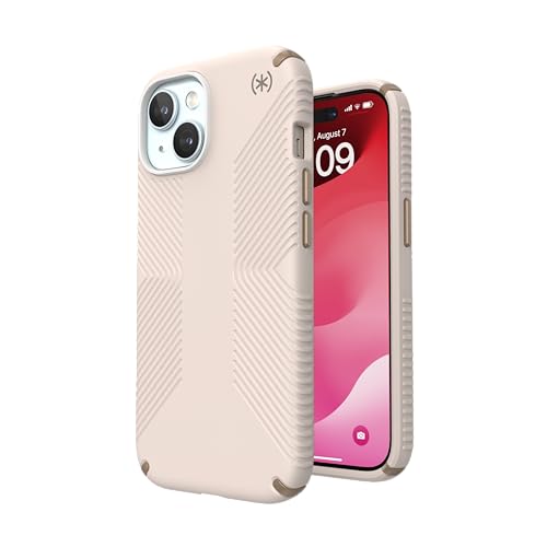 Image of Speck iPhone 15 Pro Case - Drop Protection, Grip - Scratch Resistant, Soft Touch, 6.1 Inch Phone Case - Presidio2 Grip Bleached Bone /Heirloom Gold /Hazel Brown