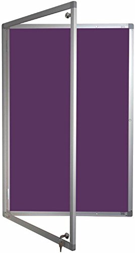 Tamperproof Noticeboard Aluminium Frame Charles Twite Felt Class 1 Fire Rated 1200x900mm, Amethyst