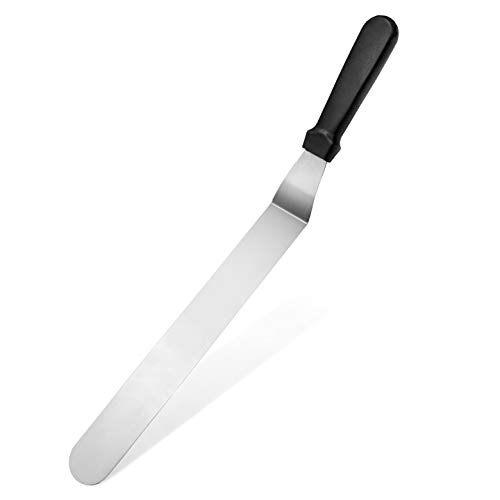 Image of New Star Foodservice Angled Icing Spatula, 14 Inch Blade, 19 Inch Overall, Bakery-Grade Stainless Steel Offset Spatula for Large Cakes