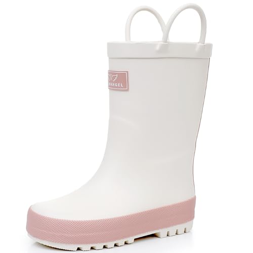 RAINANGEL Toddler Rain Boots with Easy-On Handles, Waterproof Rubber Kids Rain Boots for Girls and Boys, in Fun Printed & Colors Unisex-Child Outdoor Rain Boots