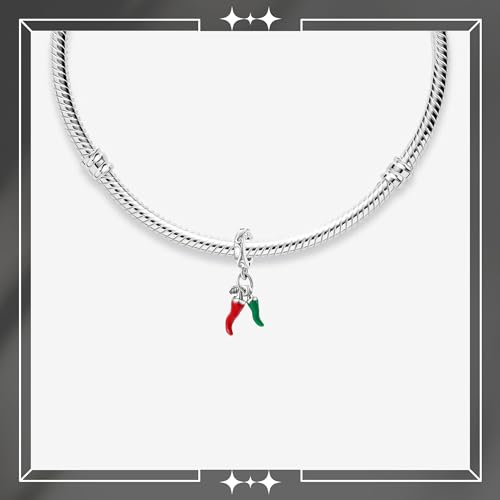 Chili Red Pepper Dangle Charm, Chili Pepper Charm, Sterling Silver, Gift For Wife, Women, Friends, Family, Compatible To Pandora3