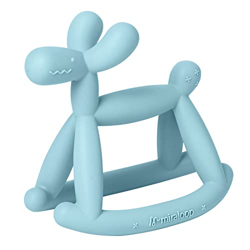 Image of Miraloop Teething Toys for Babies 0-6 Months, Jellydog Teethers for Babies 6-12 Months, Never Drop Food Grade Silicone Toddler Toys, Festivals Baby Basket Stuffers, Baby Boy Gifts, Cyan Blue