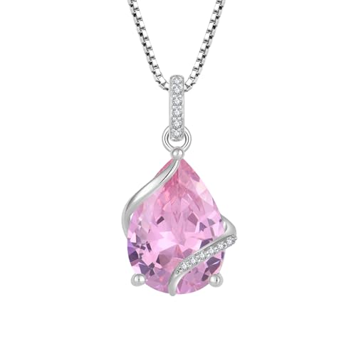 STARCHENIE 925 Sterling Silver Pear Cut Teardrop Birthstone Pendant Necklace for Women - Dainty Personalized Jewelry Gift