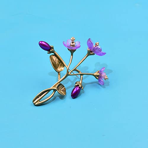 Fdcsyp Brooch Pins For Women - Green Leaf Purple Flower Brooches Metal Pearl Violet Girls Party Jewelry Gifts,Purplepearl Shell 2-Color Enamel Office Brooc, Green,Violet,Purple #TOP2