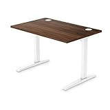 UPLIFT Desk - Walnut GREENGUARD Laminate Desktop, Fixed Seated Height Side Table (White) Grommets...