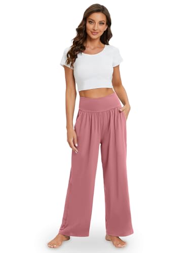 Image of Gracyoga Wide Leg Yoga Pants for Women Casual Loose Cozy Sweatpants High Waisted Lounge Pajama Flowy Pants With Pockets