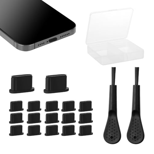 72 Pack USB C Dust Plug with Charging Port Cleaner, USB C Port Cover, USB C-Type Port Silicone Dust Covers,Compatible with All USB C Ports (Black)