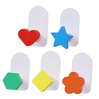 VANZACK 5pcs Colorful Wall-Mounted Coat Hooks for Household Storage Creative Iron Wood Design for Kitchen Bathroom Bedroom Easy Organizing for Keys Bags Hats