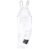 MA ONLINE Mens Plain White Cotton Safety Bib and Brace Adults Theme Party Work Wear Bib (White 2X Large)